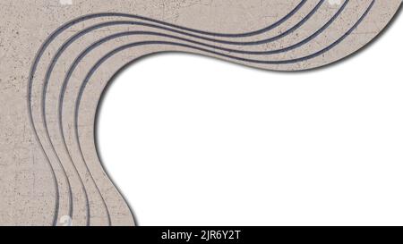 Une image de rendu 3D de 5 couches de mur incurvé en béton. Banque D'Images