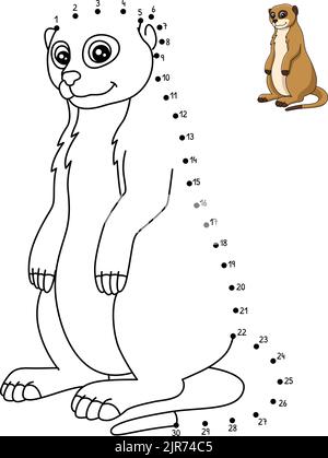 Page de coloriage de Meerkat point à point pour enfants Illustration de Vecteur