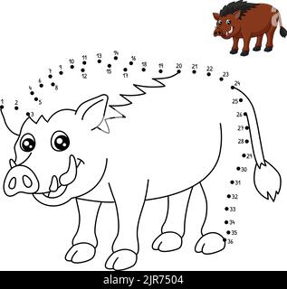 Page de coloriage de Warthog point à point pour enfants Illustration de Vecteur