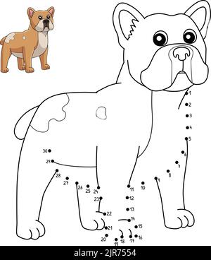 Page de coloriage de Bulldog français point à point pour enfants Illustration de Vecteur