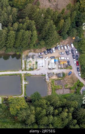 Photo aérienne, étangs de pêche paradis de pêche Steinbachtal à Breckerfeld, pays aigre, Rhénanie-du-Nord-Westphalie, Allemagne, pêche, Breckerfeld, DE, Europe Banque D'Images