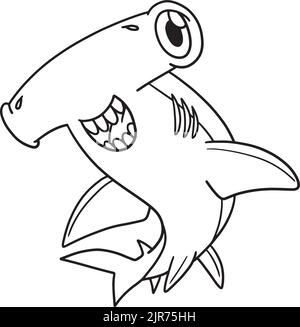 Page de coloriage isolée de requin marteau pour enfants Illustration de Vecteur