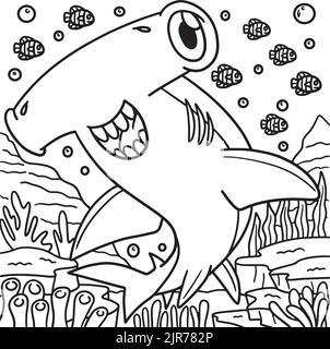 Page de coloriage des requins martelés pour les enfants Illustration de Vecteur