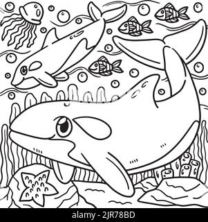 Page de coloriage des épaulards pour les enfants Illustration de Vecteur