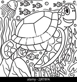 Page de coloriage des tortues pour les enfants Illustration de Vecteur