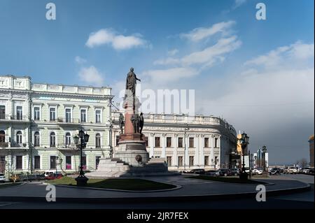 Monument à l'impératrice Catherine la Grande dans le centre-ville d'Odesa, Ukraine Banque D'Images