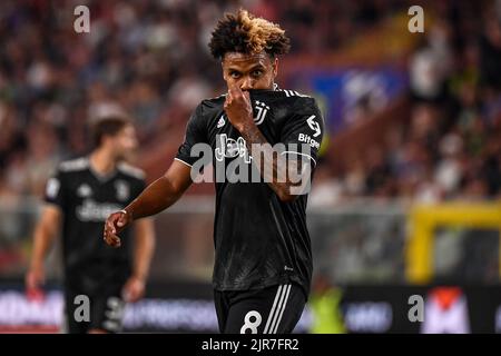 Genova, Italie. 22nd août 2022. ju8 réagit pendant la série Un match de football entre UC Sampdoria et Juventus FC au stadio Marassi à Genova (Italie), 22 août 2022. Photo Federico Tardito/Insidefoto crédit: Insidefoto di andrea staccioli/Alamy Live News Banque D'Images