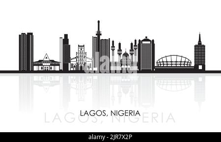 Silhouette Skyline panorama de la ville de Lagos, Nigeria - illustration vectorielle Illustration de Vecteur