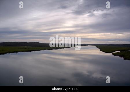 Antenne de mangroves le long des rives de Graham Creek sur l'île Curtis Queensland Australie Banque D'Images