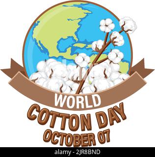 Illustration de la bannière 7 octobre de la Journée mondiale du coton Illustration de Vecteur