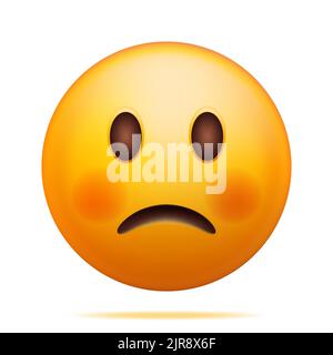 3D Émoticon jaune triste isolé sur blanc Illustration de Vecteur