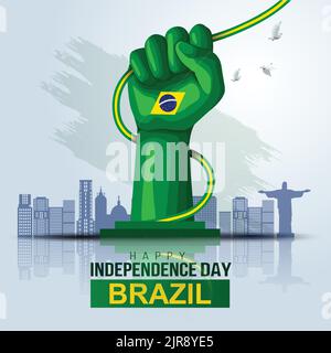 Happy Independence Day brésil 7th septembre affiche design. Illustration vectorielle Illustration de Vecteur