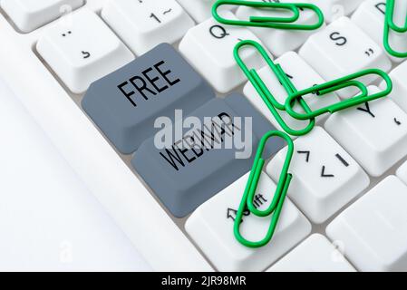 Inspiration montrant le webinaire Sign Free. Séminaire de mot pour conférence qui est transmis sur le Web -48694 Banque D'Images