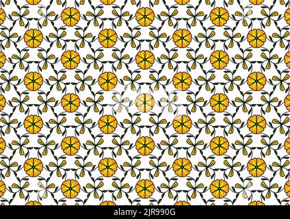 Modèle transparent avec des fleurs et des feuilles Banque D'Images