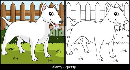 Page de coloriage de chien American Pit Bull Terrier Illustration de Vecteur