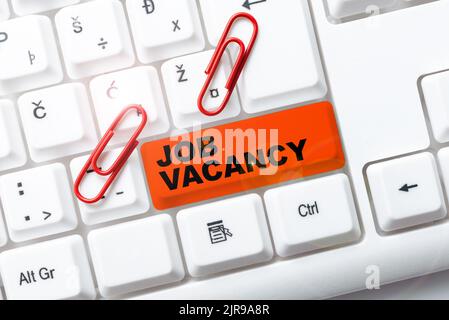 Légende du texte présentant le poste vacant. Mot pour vide ou disponible lieu payé en petite ou grande entreprise -48822 Banque D'Images