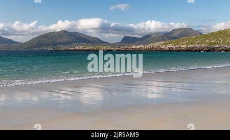 LUSKENTIRE Beach Panorama, le son de Taransay, Harris, l'île de Harris, Hebrides, Outer Hebrides, Îles de l'Ouest, Écosse, Royaume-Uni, Grande-Bretagne Banque D'Images