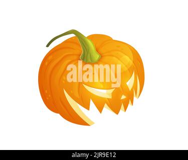 Une citrouille d'Halloween dans une vue isométrique est isolée sur un fond blanc. Illustration vectorielle. Illustration de Vecteur