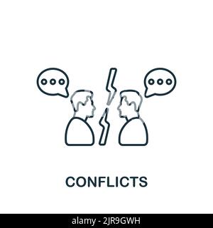 Icône conflits. Line simple Psychology, icône pour les modèles, la conception Web et les infographies Illustration de Vecteur
