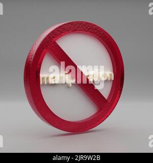 Belle illustration abstraite manipulation interdite, interdiction signe, interdiction symbole d'avertissement icône sur fond gris. 3d rendu illustrateur Banque D'Images