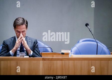 La Haye, pays-Bas. 23rd août 2022. 2022-08-23 11:52:32 LA HAYE - Premier ministre Mark Rutte pendant le débat sur la politique d'azote. Il y a eu une grande irritation au sein du cabinet et de la coalition parce que le chef de l'ADC et vice-premier ministre Wopke Hoekstra a déclaré dans une interview dans l'AD qu'il pourrait vouloir ajuster la politique. ANP BART MAAT netherlands Out - belgium Out Credit: ANP/Alay Live News Banque D'Images