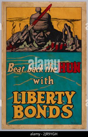 Poster, 'Beat back the Hun with Liberty Bonds', 1917-1918, Etats-Unis, par Frederick Strothmann, Département du Trésor public Bureau (Etats-Unis). Don du ministère de la Défense, 1919. Banque D'Images