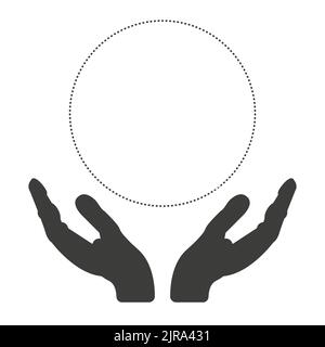 Faire attention aux mains avec le cadre circulaire. Illustration vectorielle plate isolée sur fond blanc. Illustration de Vecteur