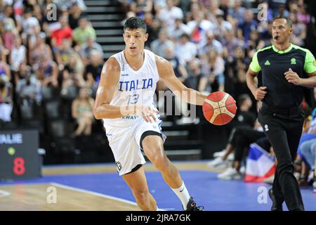 Simone Fontecchio lors du deuxième match pour l'équipe France basket contre l'Italie à Montpellier comme préparation pour l'Eurobasket 2022 Banque D'Images