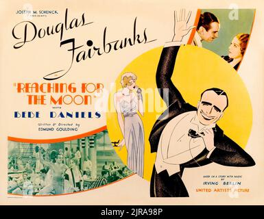 Carte de lobby atteindre la Lune (United Artists, 1930). Douglas Fairbanks. Banque D'Images