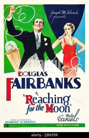 Atteindre la Lune (United Artists, 1930). Douglas Fairbanks - affiche de film d'époque Banque D'Images