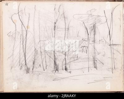 Croquis de paysage avec arbres et bâtiments. Depuis : un carnet Marken, vers 1874, pays-Bas, par Petrus van der Velden. Don de W. Fergusson Hogg, 1967. Banque D'Images