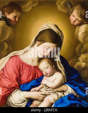 Giovanni Battista Salvi da Sassoferrato peinture, Madonna et enfant, huile sur toile, avant 1685 Banque D'Images