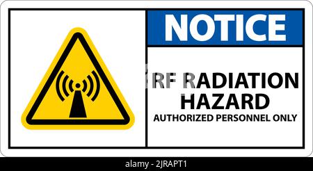 Avis danger de rayonnement RF autorisé uniquement panneau sur fond blanc Illustration de Vecteur