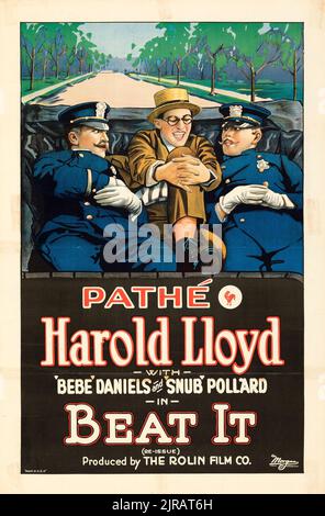 Harold Lloyd - Beat IT (Pathé, R-1922) affiche de film d'époque. Film silencieux. Banque D'Images