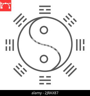 Icône de ligne Yin et Yang, asiatique et harmonie, icône de vecteur Yin yang, graphiques vectoriels, signe de contour de trait modifiable, eps 10. Illustration de Vecteur