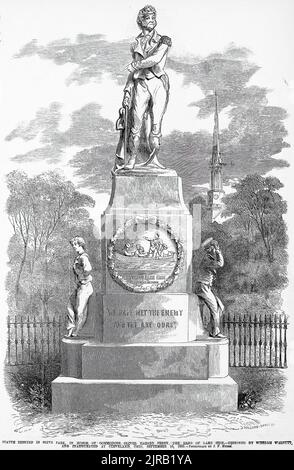 Érigé à Olive Park, en l'honneur du Commodore Oliver Hazard Perry, le héros du lac Érié - conçu par William Walcutt, et inauguré à Cleveland, Ohio, 10 septembre 1860. Illustration du 19th siècle du journal illustré de Frank Leslie Banque D'Images