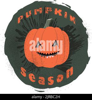 Halloween potiron face, saison de potiron, motif citrouille pour l'imprimé t-shirt Illustration de Vecteur