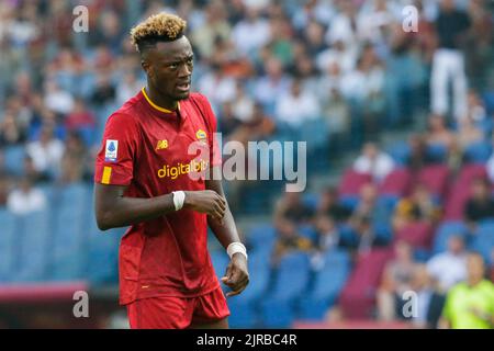 Tammy Abraham, l'avant-propos anglais de Roma, regarde pendant la série Un match de football entre ROMA et Cremonese. Comme Roma a gagné 1-0 Banque D'Images