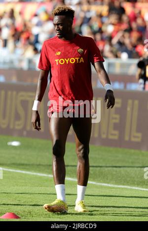 Tammy Abraham, l'avant-propos anglais de Roma, regarde pendant la série Un match de football entre ROMA et Cremonese. Comme Roma a gagné 1-0 Banque D'Images