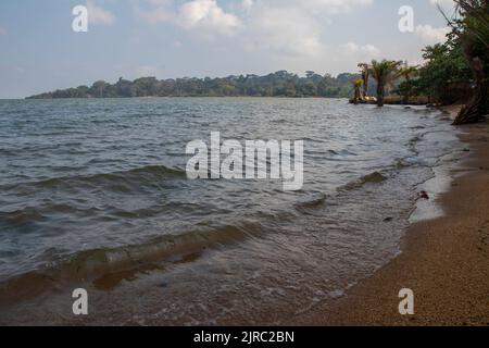 Le lac Victoria est le plus grand lac d'Afrique par région, le plus grand lac tropical au monde et le deuxième plus grand lac d'eau douce par surface au monde. Banque D'Images