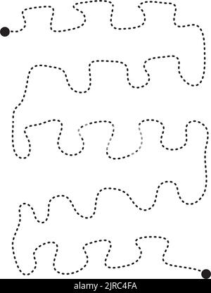 Préécriture de lignes de tracé et de formes de courbes pour les enfants d'âge préscolaire, de maternelle et de Montessori activités en illustration vectorielle Illustration de Vecteur