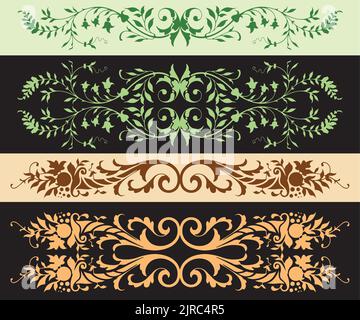 Un ensemble de cadres décoratifs vintage à motifs floraux. Illustration de Vecteur