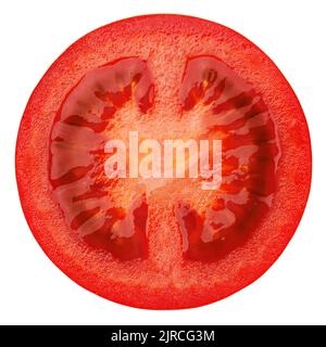 Tranche de tomate, isolé sur fond blanc, chemin de détourage, pleine profondeur de champ Banque D'Images