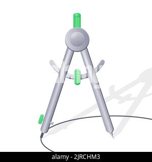 Dessin de la boussole pour dessiner des cercles et des courbes. Outil d'étrier pour dessin. Illustration vectorielle. Illustration de Vecteur