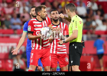 Gérone, Espagne. 22nd août 2022. Cristhian Stuani de Girona FC pendant le match de la Liga entre Girona FC et Getafe CF au stade municipal de Montilivi à Gérone, en Espagne. Crédit : DAX Images/Alamy Live News Banque D'Images