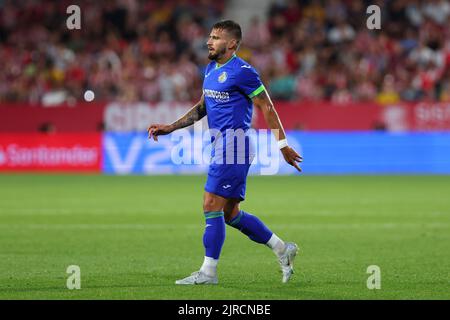 Gérone, Espagne. 22nd août 2022. Portu de Getafe CF pendant le match de la Liga entre Girona FC et Getafe CF au stade municipal de Montilivi à Gérone, en Espagne. Crédit : DAX Images/Alamy Live News Banque D'Images