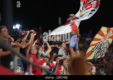 Gérone, Espagne. 22nd août 2022. Les porteurs pendant le match de la Liga entre Girona FC et Getafe CF au stade municipal de Montilivi à Gérone, Espagne. Crédit : DAX Images/Alamy Live News Banque D'Images