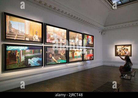 Tableaux de Bob Dylan exposés à la Halcyon Gallery juillet 2022, Londres, Royaume-Uni Banque D'Images