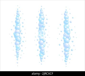 Ensemble de séparateurs à bulles de savon. Élément de décoration en mousse vertical. Collection Blue Suds Cloud Border. Vecteur Illustration de Vecteur