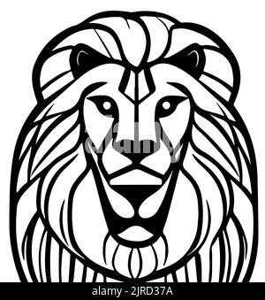 Tête de lion avec longue minière. Illustration vectorielle Illustration de Vecteur